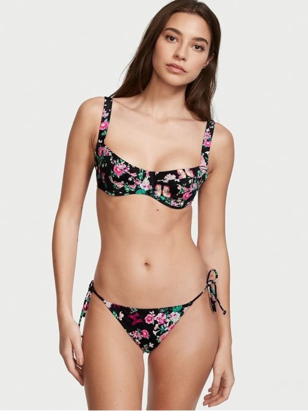 BNWT 32A/XS Victoria's Secret Black Floral Underwire Bikini Top
